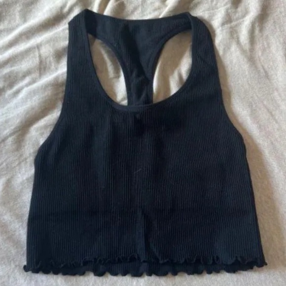 PINK Victoria's Secret Tops - 🤍 PINK Victoria's Secret Black Ribbed Crop Top